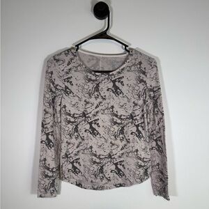 Y2K Grunge Marble Print Long Sleeve Top